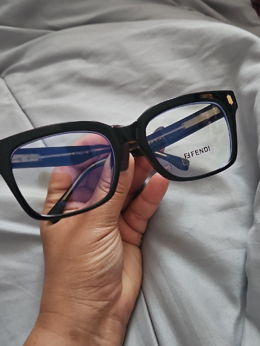 Black Square Acetate Glasses with Gold Accents